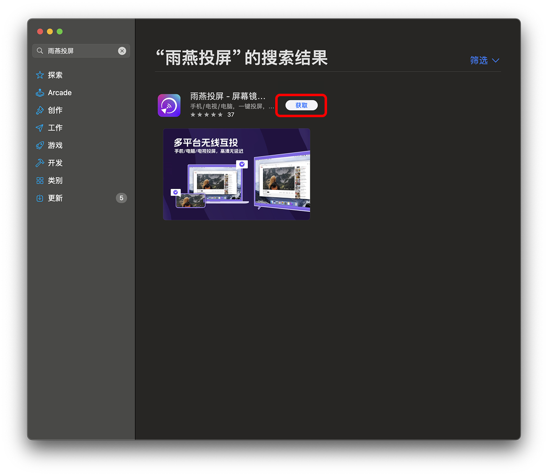 App Store搜索雨燕投屏