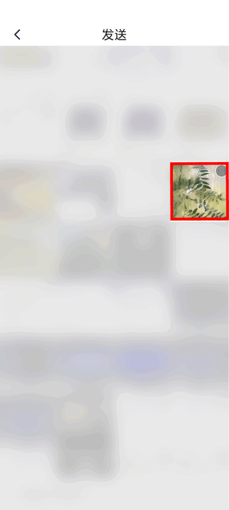发送图片页面，显示手机中方图片，选择一张图片。右下角有“发送”按钮